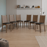 Juego de 6 Sillas para Comedor 4290 Marrón/Crema/Negro