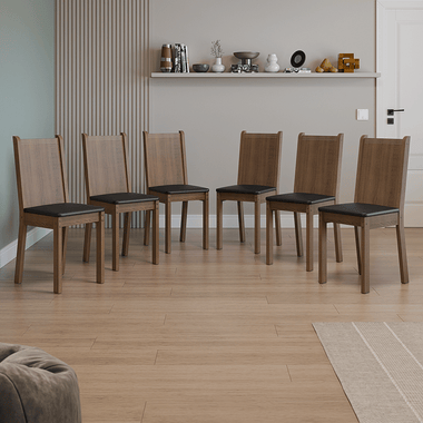 Kit 6 Sillas de Comedor Marrón/Crema/Negro Madesa