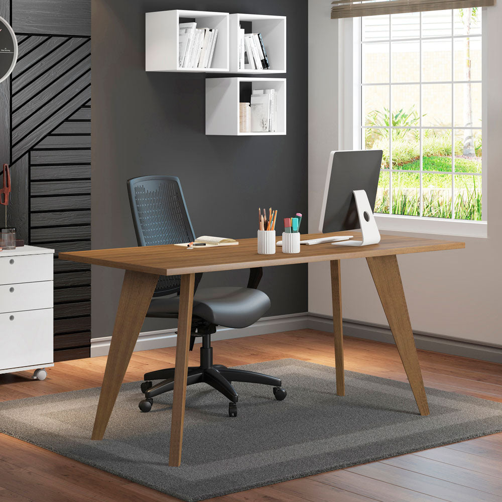 Escritorio Rectangular con Encimera de Madera 5319 Marrón