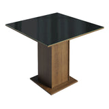 Mesa de Comedor Cuadradra con Encimera de Vidrio 5363 Marrón/Negro