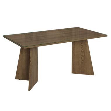 Mesa de Comedor 160 cm con Encimera Vidrio Marrón Madesa