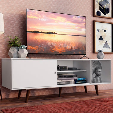 Mueble para TV hasta 65 Pulgadas 160 cm 1 Puerta Blanco/Marrón Dubai Madesa