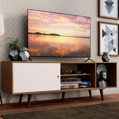 Mueble para TV hasta 65 Pulgadas 160 cm 1 Puerta Marrón/Blanco Dubai Madesa