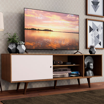 Mueble para TV hasta 65 Pulgadas 160 cm 1 Puerta Marrón/Blanco Dubai Madesa