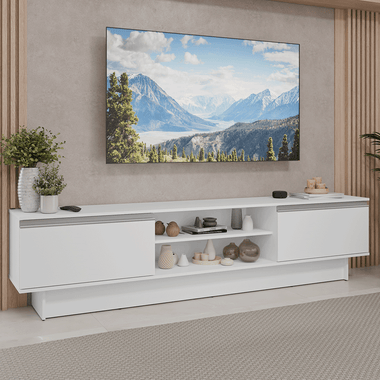 Mueble para TV hasta 80 Pulgadas 218 cm 2 Puertas Blanco Glamy Madesa
