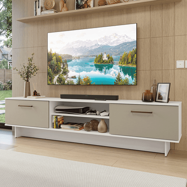 Mueble para TV hasta 80 Pulgadas 218 cm 2 Puertas Blanco/Crema Agata Madesa