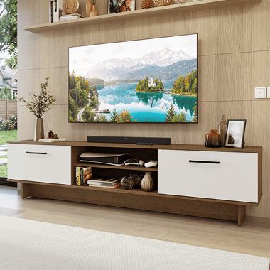 Mueble para TV hasta 80 Pulgadas 218 cm 2 Puertas Marrón/Blanco Agata Madesa
