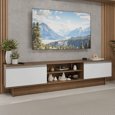 Mueble para TV hasta 80 Pulgadas 218 cm 2 Puertas Marrón/Blanco Glamy Madesa