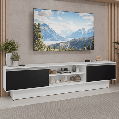 Mueble para TV hasta 80 Pulgadas 218 cm 2 Puertas Blanco/Negro Glamy Madesa