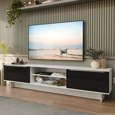Mueble para TV hasta 80 Pulgadas 218 cm 2 Puertas Blanco/Negro Lux Madesa