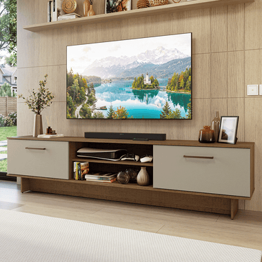 Mueble para TV hasta 80 Pulgadas 218 cm 2 Puertas Marrón/Crema Agata Madesa
