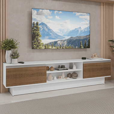 Mueble para TV hasta 80 Pulgadas 218 cm 2 Puertas Blanco/Marrón Glamy Madesa