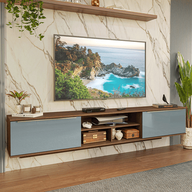 Mueble para TV hasta 80 Pulgadas Flotante 218 cm 2 Puertas Marrón/Gris Lux Madesa