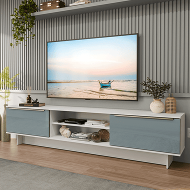 Mueble para TV hasta 80 Pulgadas 218 cm 2 Puertas Blanco/Gris Lux Madesa