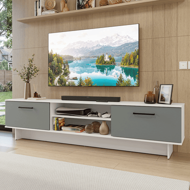 Mueble para TV hasta 80 Pulgadas 218 cm 2 Puertas Blanco/Gris Agata Madesa