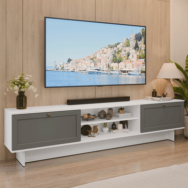 Mueble para TV hasta 80 Pulgadas 218 cm 2 Puertas Blanco/Gris Vik Madesa