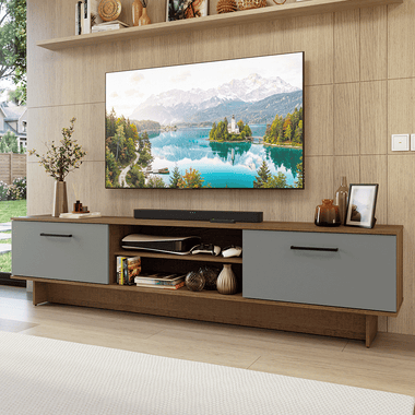 Mueble para TV hasta 80 Pulgadas 218 cm 2 Puertas Marrón/Gris Agata Madesa