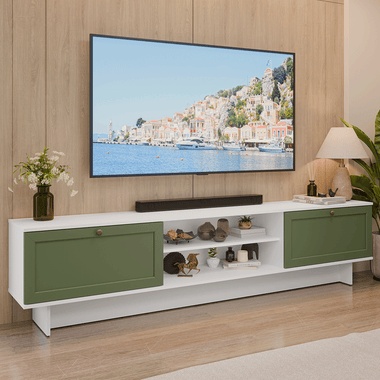 Mueble para TV hasta 80 Pulgadas 218 cm 2 Puertas Blanco/Verde Vik Madesa
