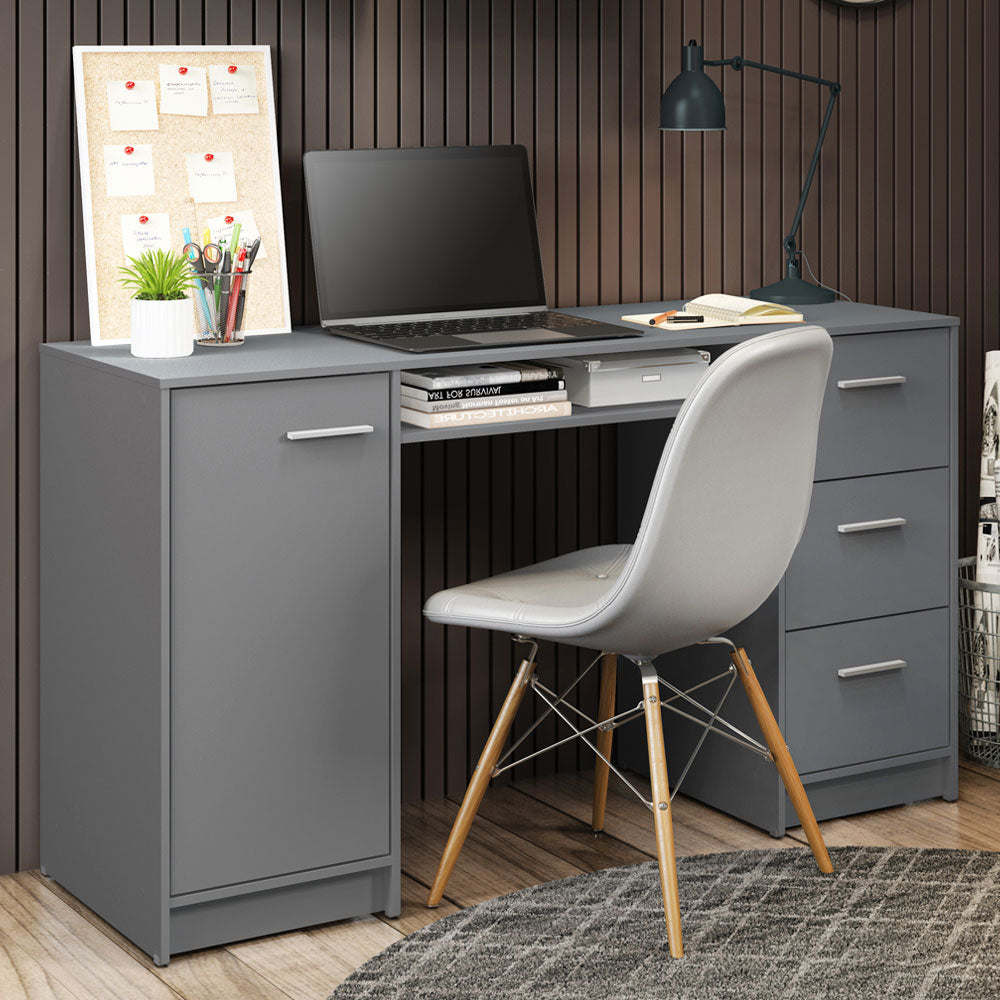 Escritorio 136 cm 3 Cajones 1 Puerta Gris Madesa
