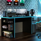 Escritorio Gamer 136 cm Negro/Azul Madesa