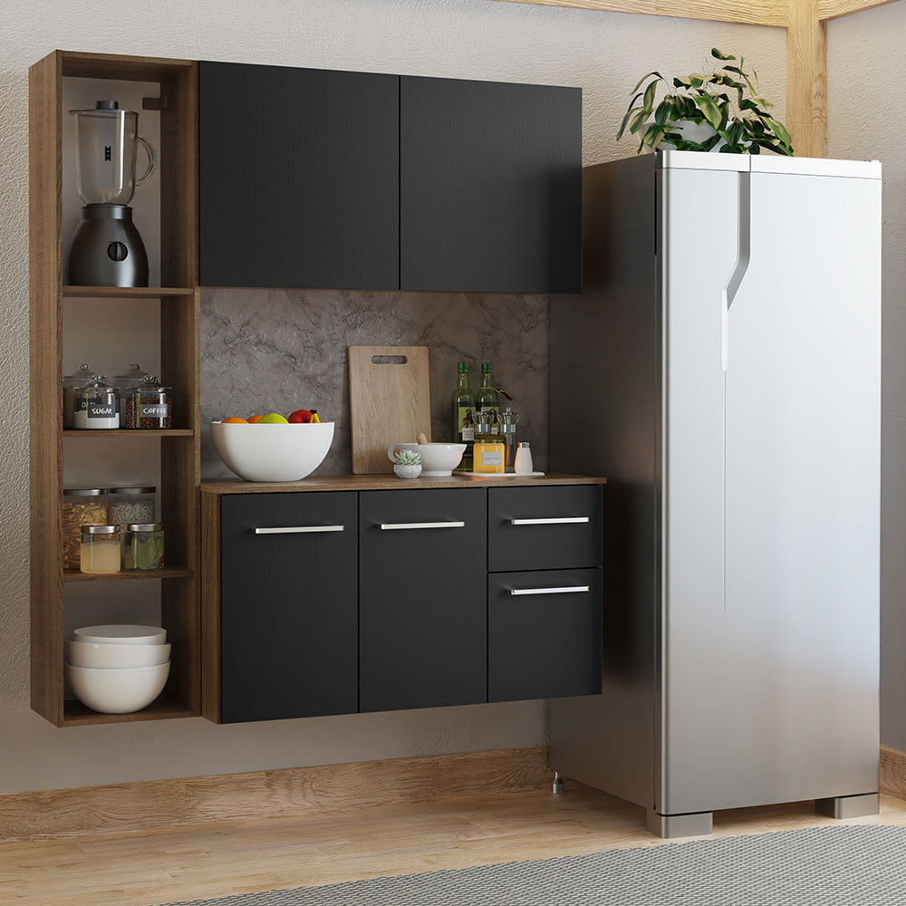 Cocina Compacta 120 cm Marrón/Negro Easy Madesa