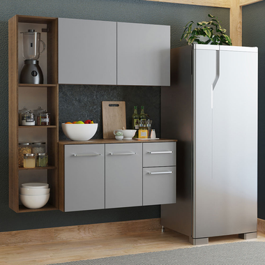 Cocina Compacta 120 cm Marrón/Gris Easy Madesa