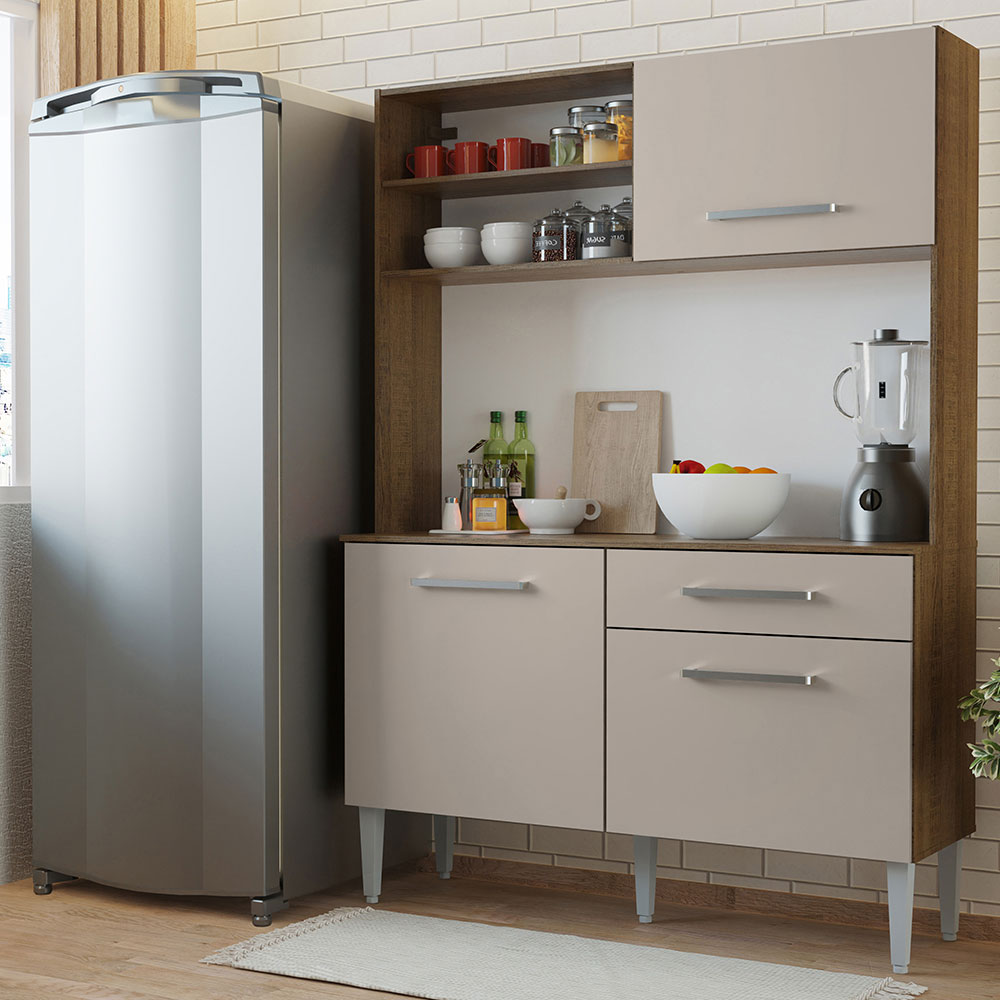Cocina Compacta 120cm Marron/Crema Life
