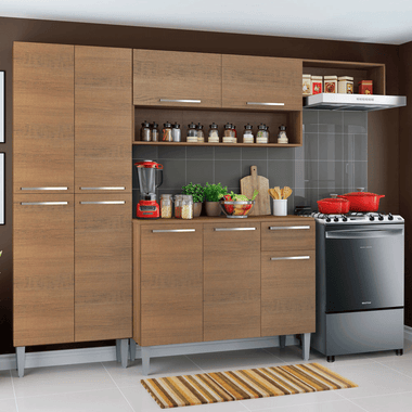 Cocina Compacta 229 cm Marrón Emilly Madesa