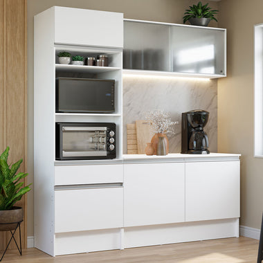 Cocina Compacta 180 cm con Mueble para Horno Blanco Topázio Madesa