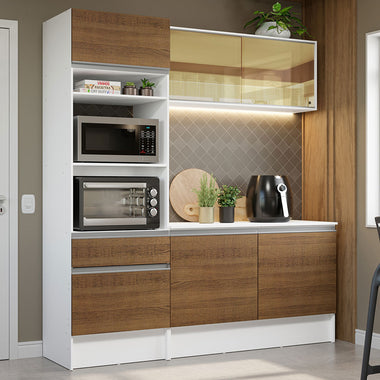 Cocina Compacta 180 cm con Mueble para Horno Blanco/Marrón Topázio Madesa