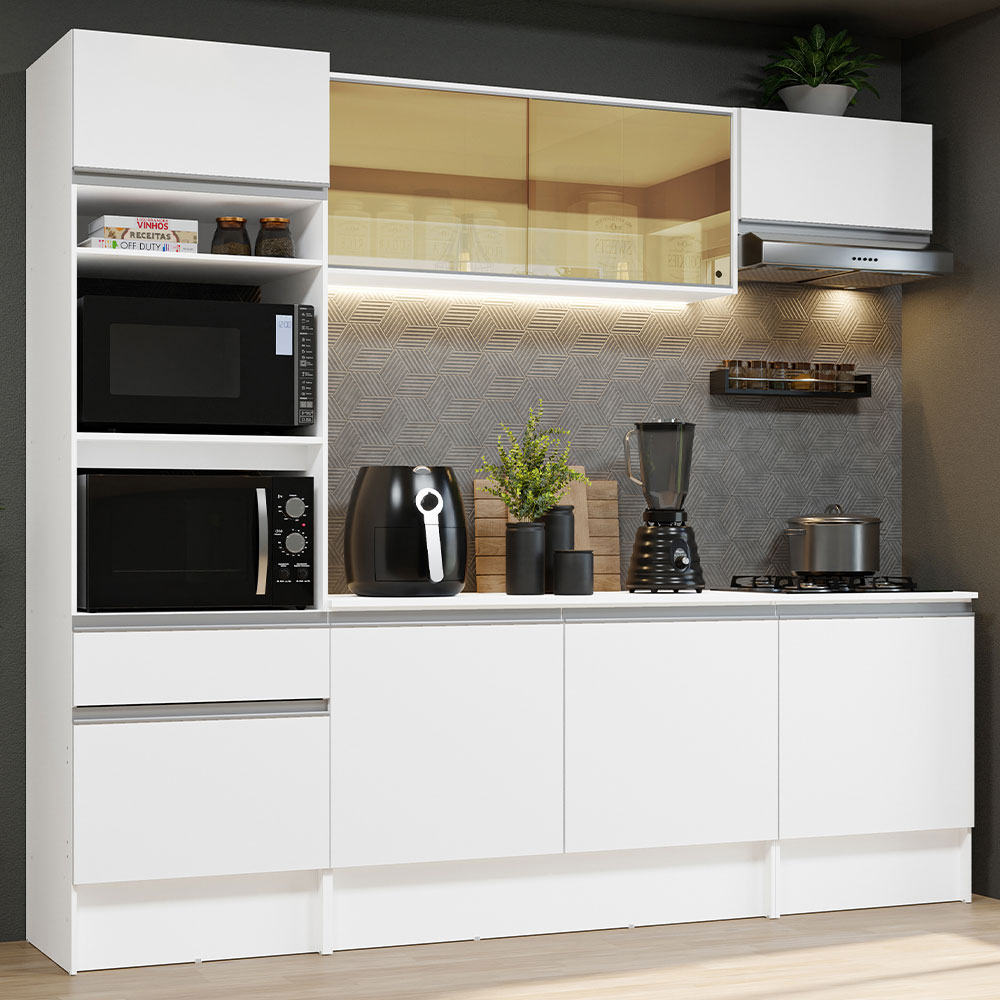 Cocina Compacta 240 cm con Mueble para Horno Blanco Topázio Madesa