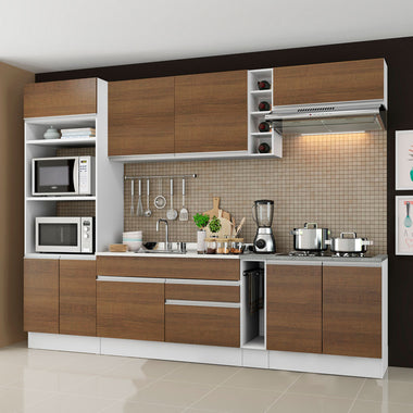 Cocina Integral 290 cm con Mueble para Horno Blanco/Marrón Vicenza Madesa