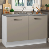 Gabinete Bajo para Fregadero con Accesorios de Cocina 120 x 60 cm 2 Puertas (Con Encimera) Agata Blanco/Crema
