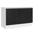 Gabinete Bajo 120 cm 2 Puertas Sin Encimera Blanco/Negro Glamy Madesa