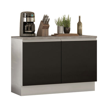 Gabinete Bajo 120 cm 2 Puertas Blanco/Negro Glamy Madesa