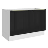 Gabinete Bajo para Fregadero 120 cm 2 Puertas (Sin Encimera) Lux Blanco/Negro