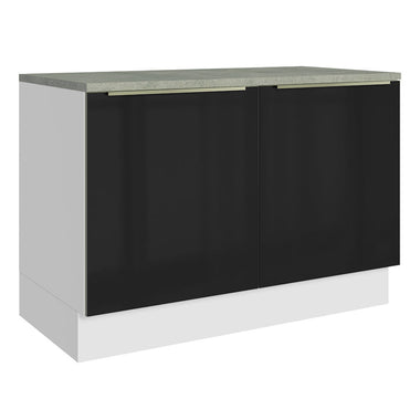 Gabinete Bajo 120 cm 2 Puertas Blanco/Negro Lux Madesa