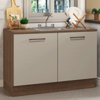 Gabinete Bajo para Fregadero con Accesorios de Cocina 120 cm 2 Puertas Marrón/Crema Agata Madesa