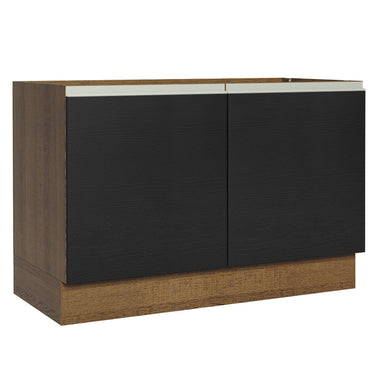 Gabinete Bajo 120 cm 2 Puertas Sin Encimera Marrón/Negro Glamy Madesa