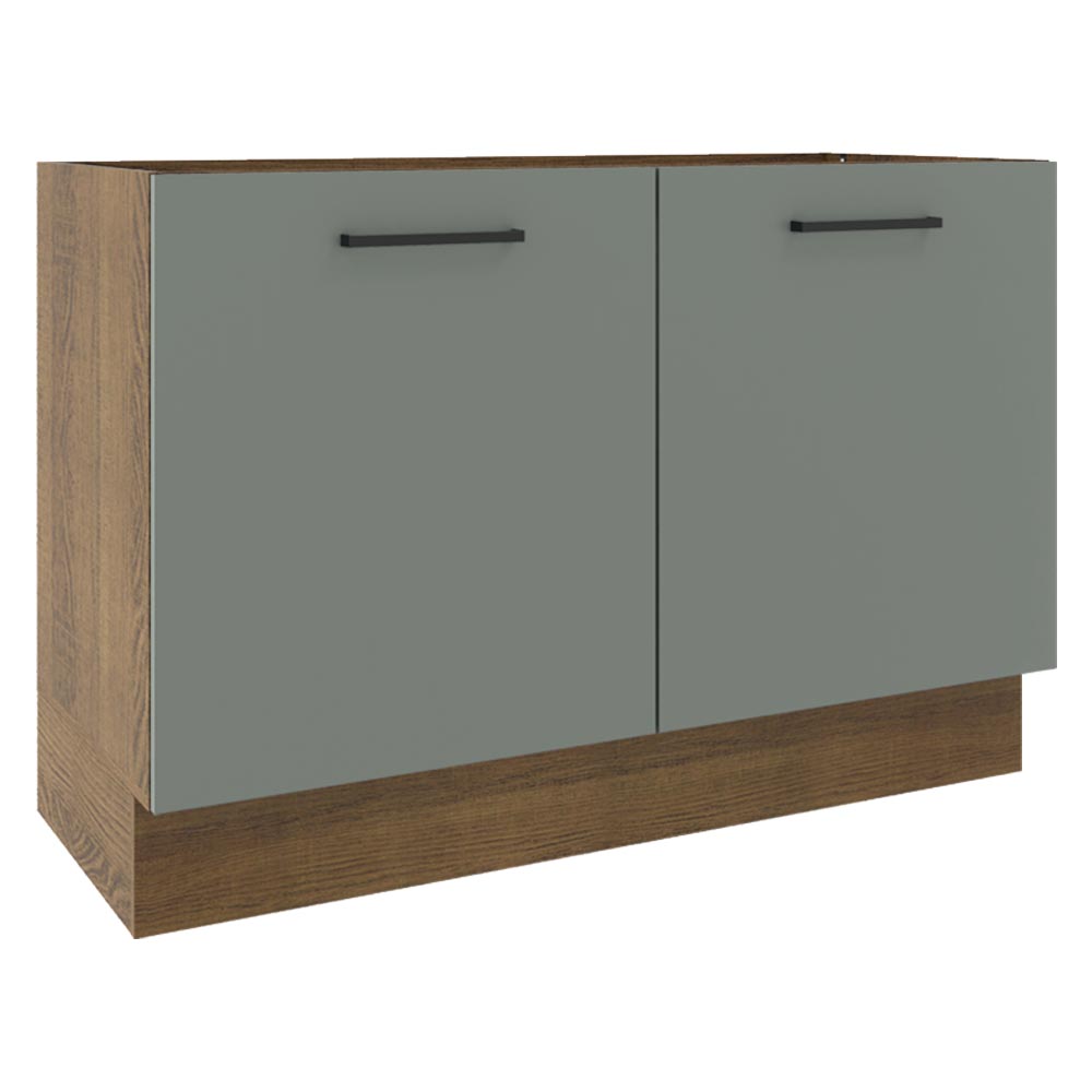 Mueble de Cocina para Fregadero 120 x 60 cm 2 Puertas (Sin Encimera) Agata Marrón/Gris