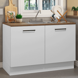 Mueble de Cocina con Fregadero 120 cm 2 Puertas Blanco/Marrón Agata