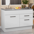 Gabinete Bajo para Fregadero con Accesorios de Cocina 120 cm 1 Puerta 2 Cajones Blanco Agata Madesa