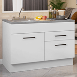 Gabinete Bajo para Fregadero con Accesorios de Cocina 120 x 60 cm 1 Puerta 2 Cajones (Con Encimera) Agata Blanco