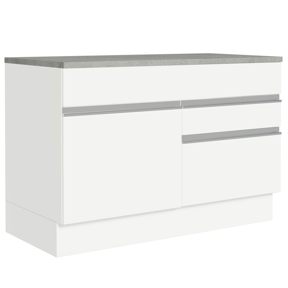 Gabinete Bajo 120 cm 1 Puerta 2 Cajones Blanco Glamy Madesa