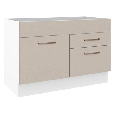 Gabinete Bajo 120 cm 1 Puerta 2 Cajones Sin Encimera Blanco/Crema Agata Madesa