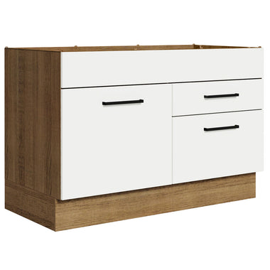 Gabinete Bajo 120 cm 1 Puerta 2 Cajones Sin Encimera Marrón/Blanco Agata Madesa