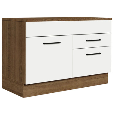 Gabinete Bajo 120 cm 1 Puerta 2 Cajones Marrón/Blanco Agata Madesa