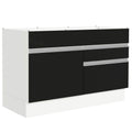 Gabinete Bajo 120 cm 1 Puerta 2 Cajones Sin Encimera Blanco/Negro Glamy Madesa
