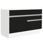 Gabinete Bajo 120 cm 1 Puerta 2 Cajones Sin Encimera Blanco/Negro Glamy Madesa
