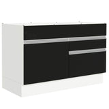 Gabinete Bajo de Tarja 120 x 60 cm 1 Puerta 2 Cajones Blanco/Negro (Sin Encimera) Glamy